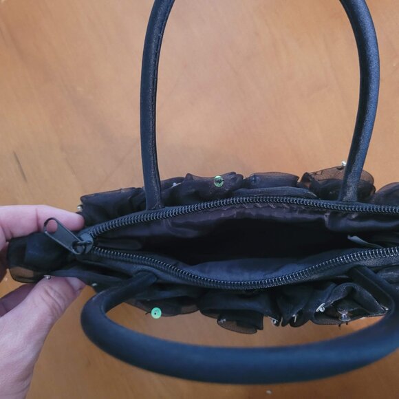 Vintage Y2K Black Rosette Sequin Top Handle Bag - Picture 4 of 4